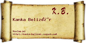 Kanka Belizár névjegykártya